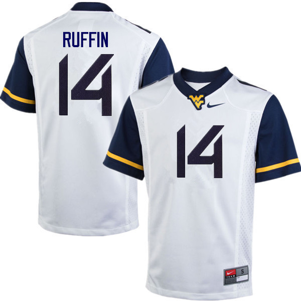 NCAA Men's Malachi Ruffin West Virginia Mountaineers White #14 Nike Stitched Football College Authentic Jersey PP23T61YK